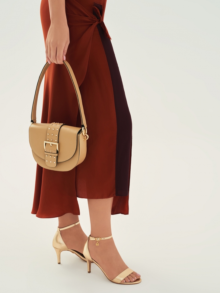 Skórzane ote sandały na wygodnym obcasie