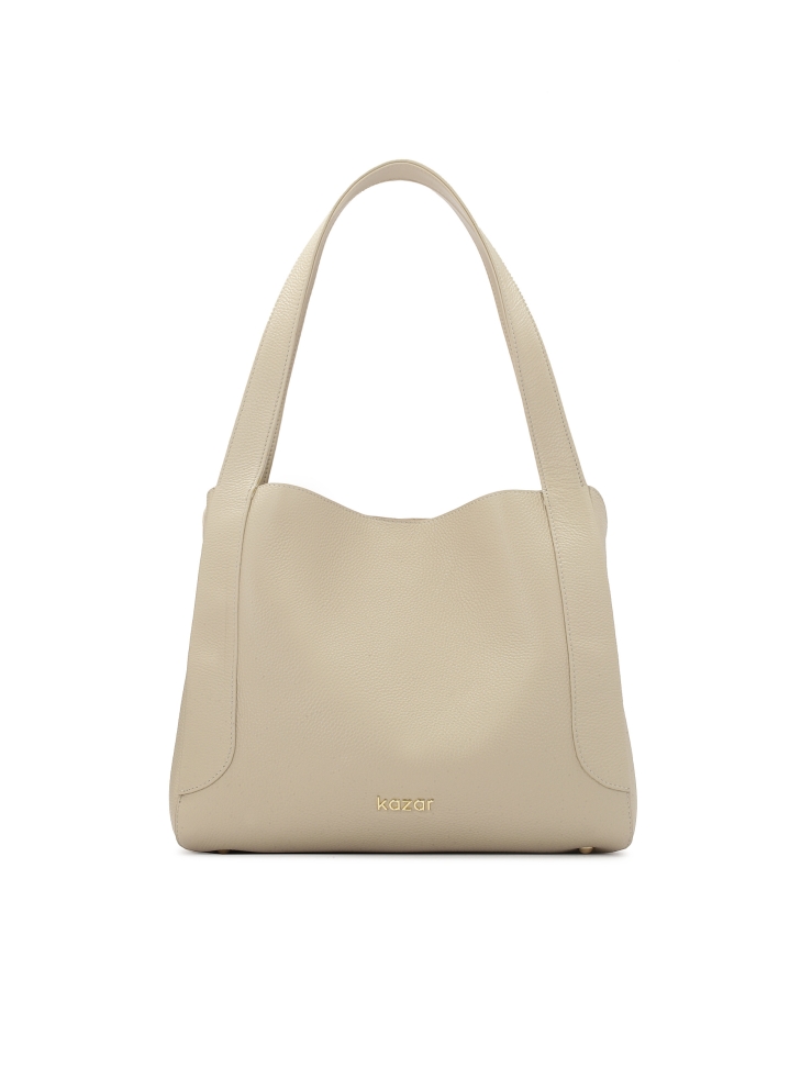 Jasnoszara torebka o unikatowym kształcie