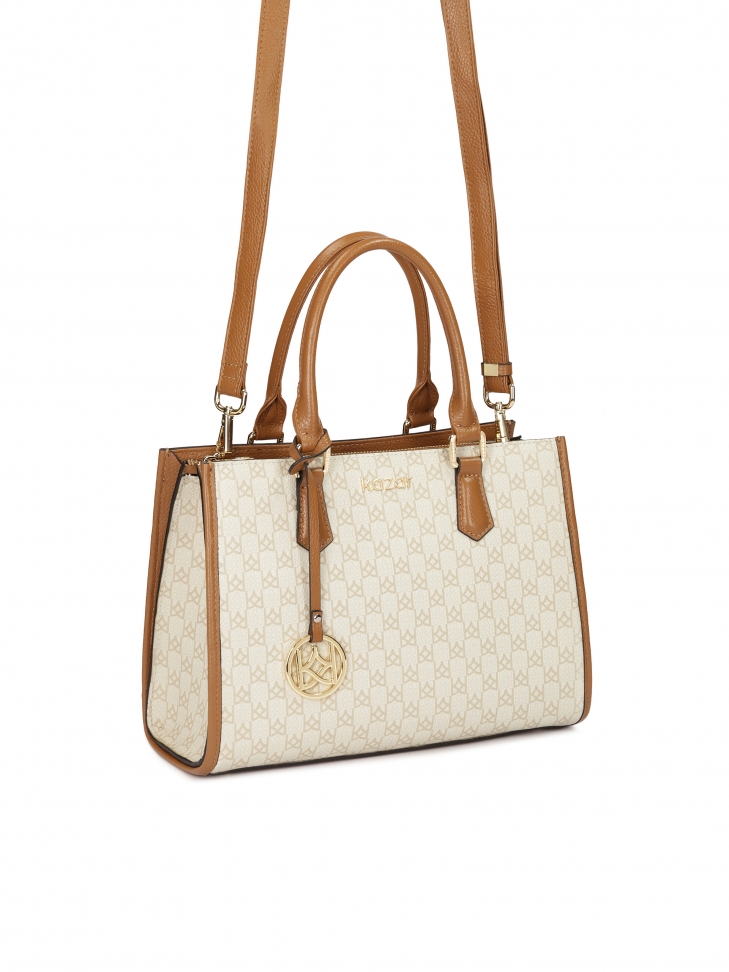 Torebka z dwoma uchwytami do ręki zdobiona monogramami