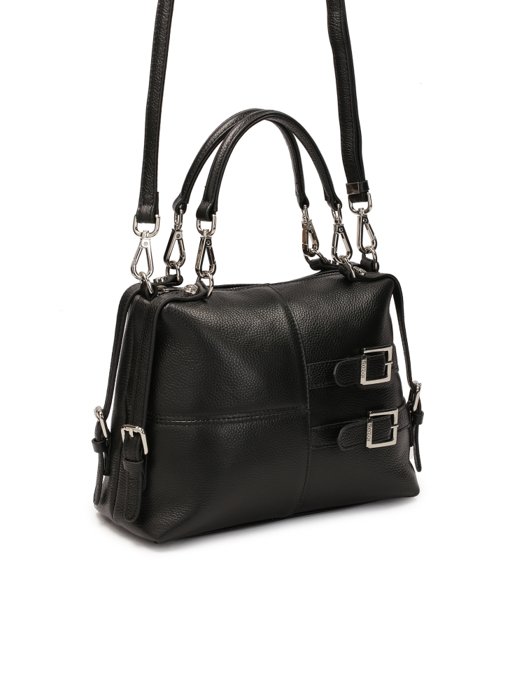Czarna skórzana torebka z odpinanymi rączkami