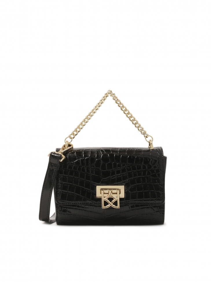 Uniwersalna czarna torebka z łańcuchem i paskiem