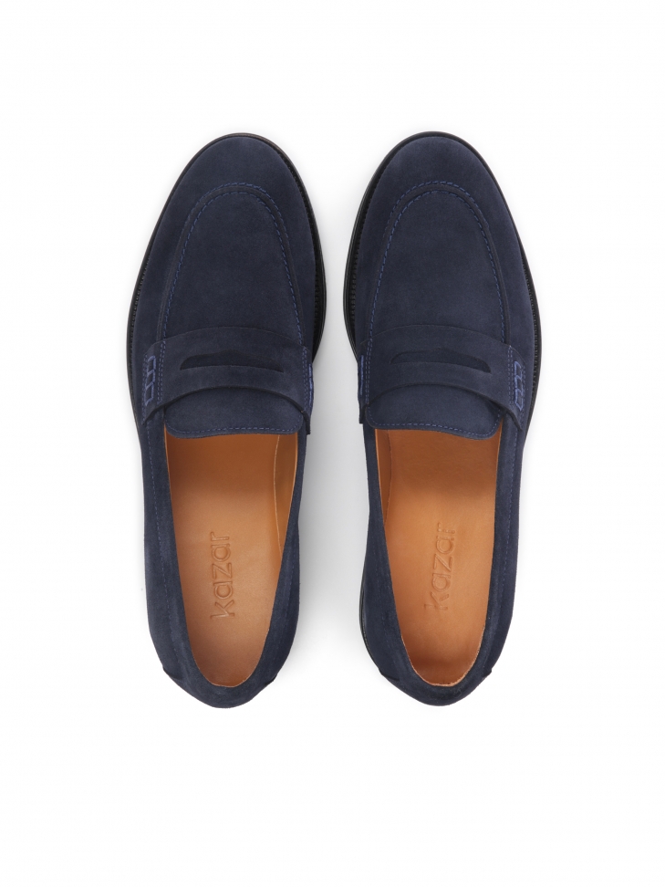 Granatowe loafersy męskie z miękkiego zamszu