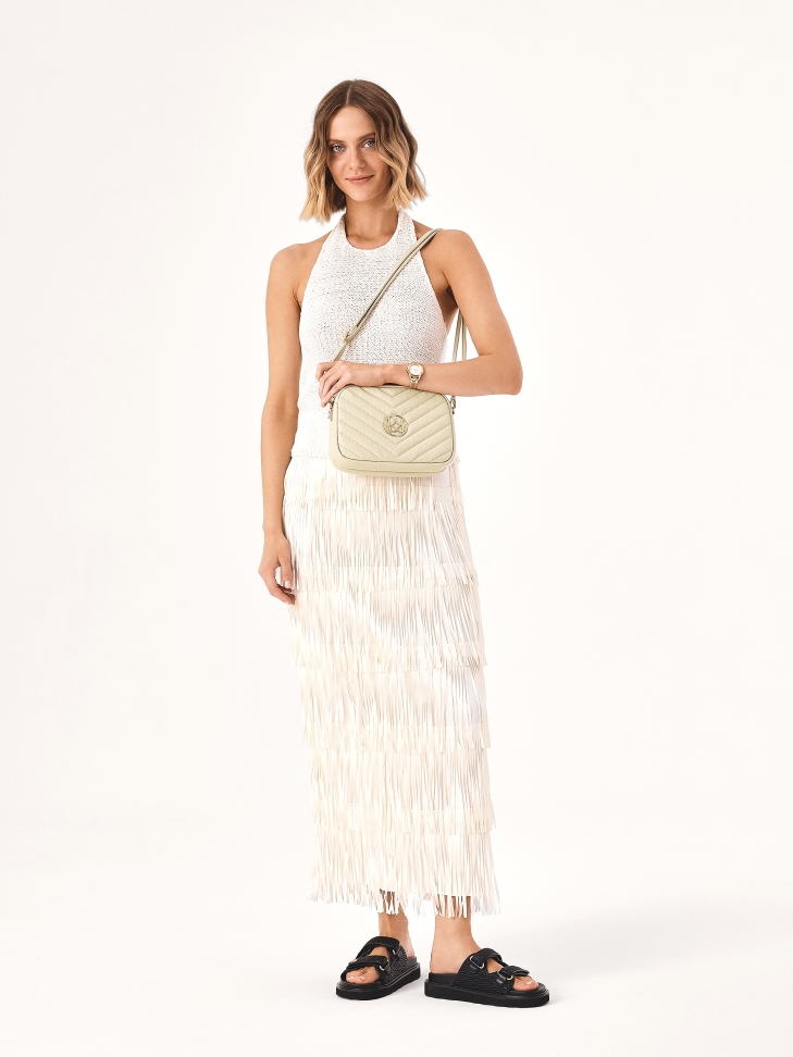 Kremowa torebka crossbody z dużym monogramem KAZAR