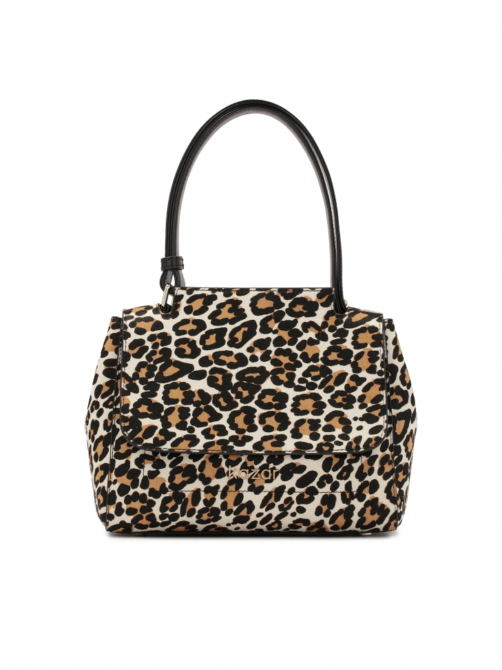 Torebka z naturalnym włosiem we wzór panterki