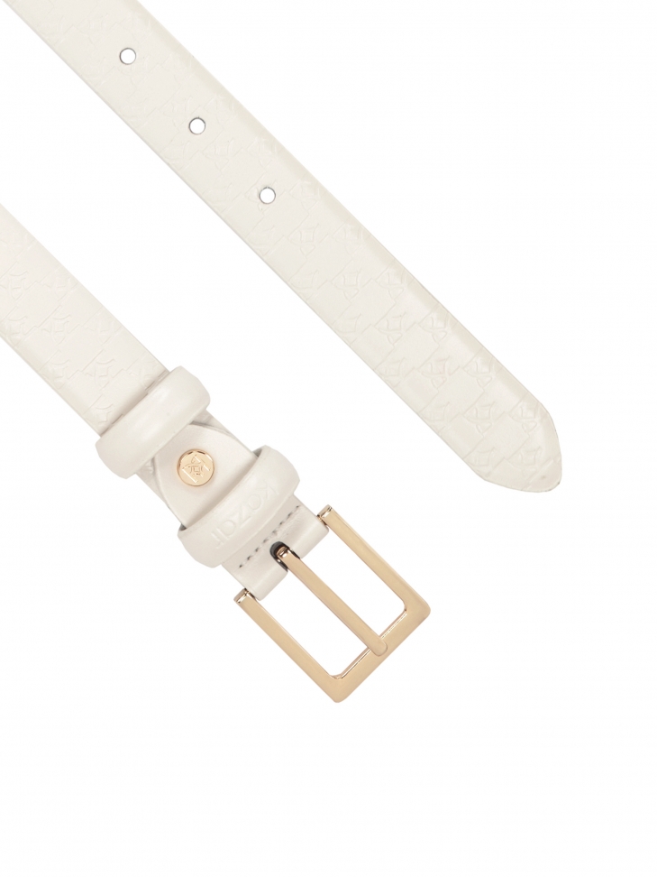 Klasyczny wąski biały pasek z tłoczonym wzorem