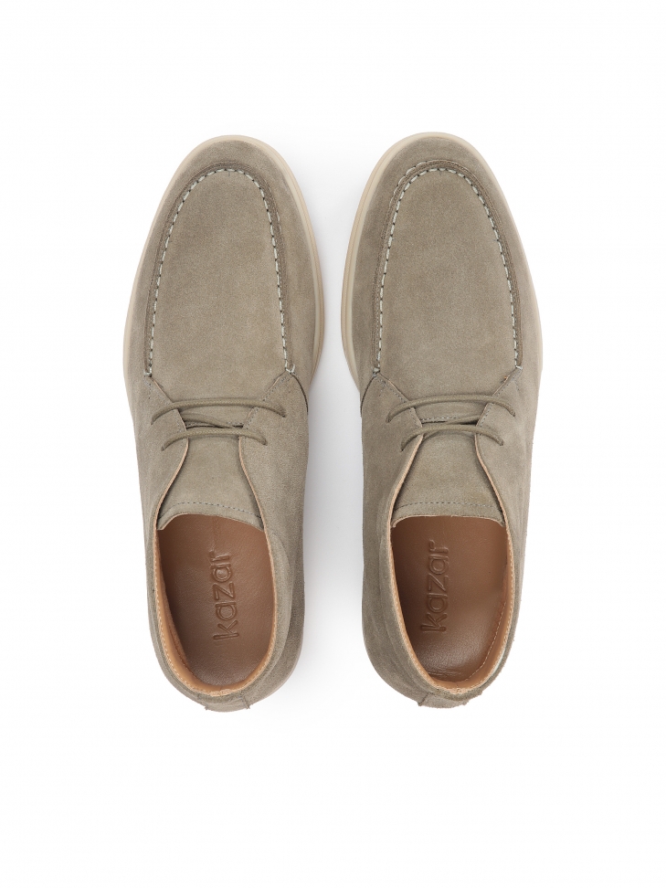 Casualowe trzewiki męskie z zamszu w kolorze taupe