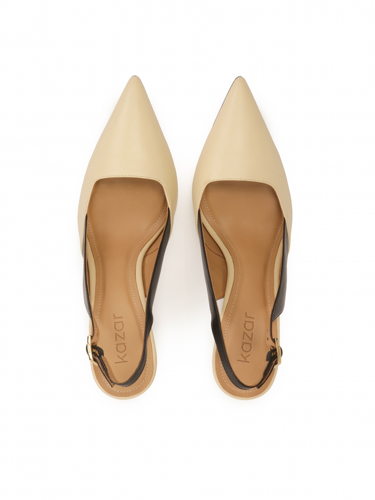 Dwukolorowe czółenka na szpilce z odytą piętą