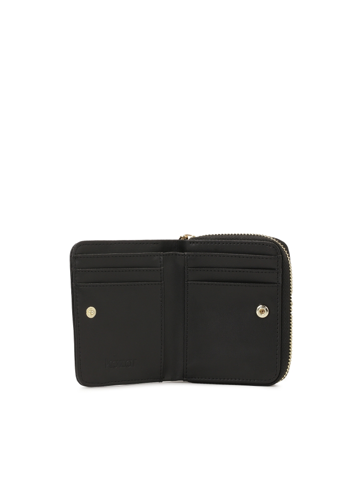 Kompaktowy czarny portfel na zamek