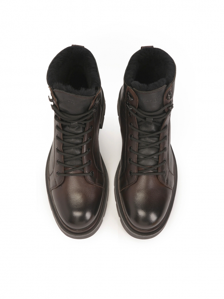 Ocieplane trzewiki męskie z naturalnej skóry