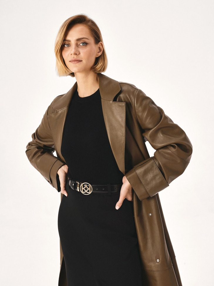 Dwustronny pasek skórzany z oągłą klamrą