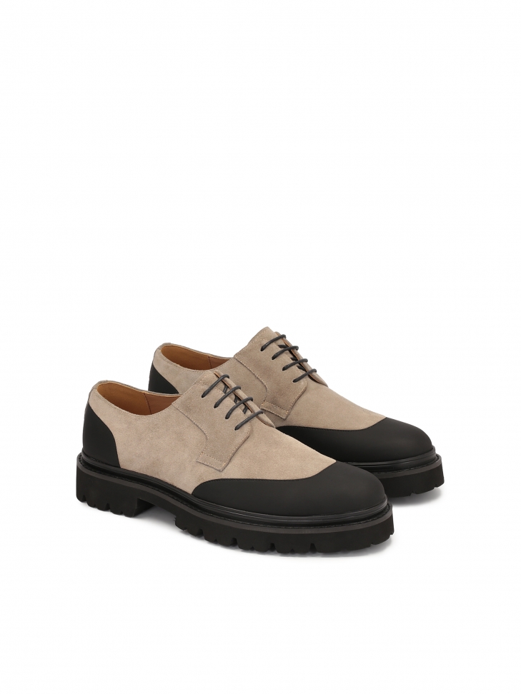 Casualowe beżowo-czarne półbuty męskie