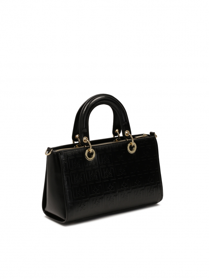 Podłużna sztywna torebka z tłoczonym wzorem