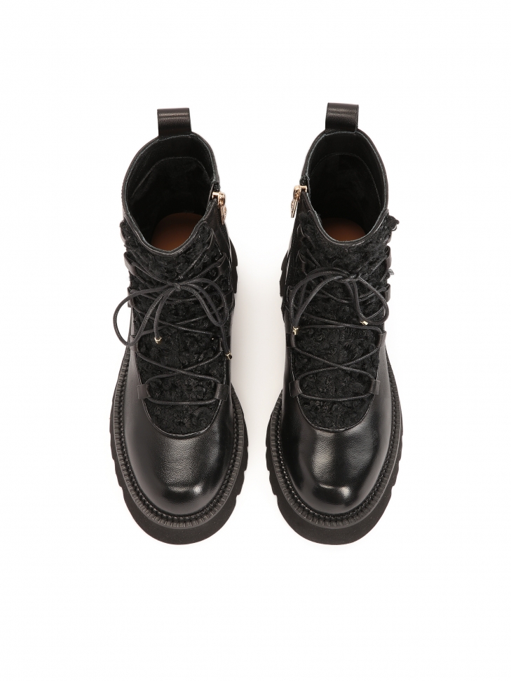 Skórzane trzewiki ze wstawką typu baranek