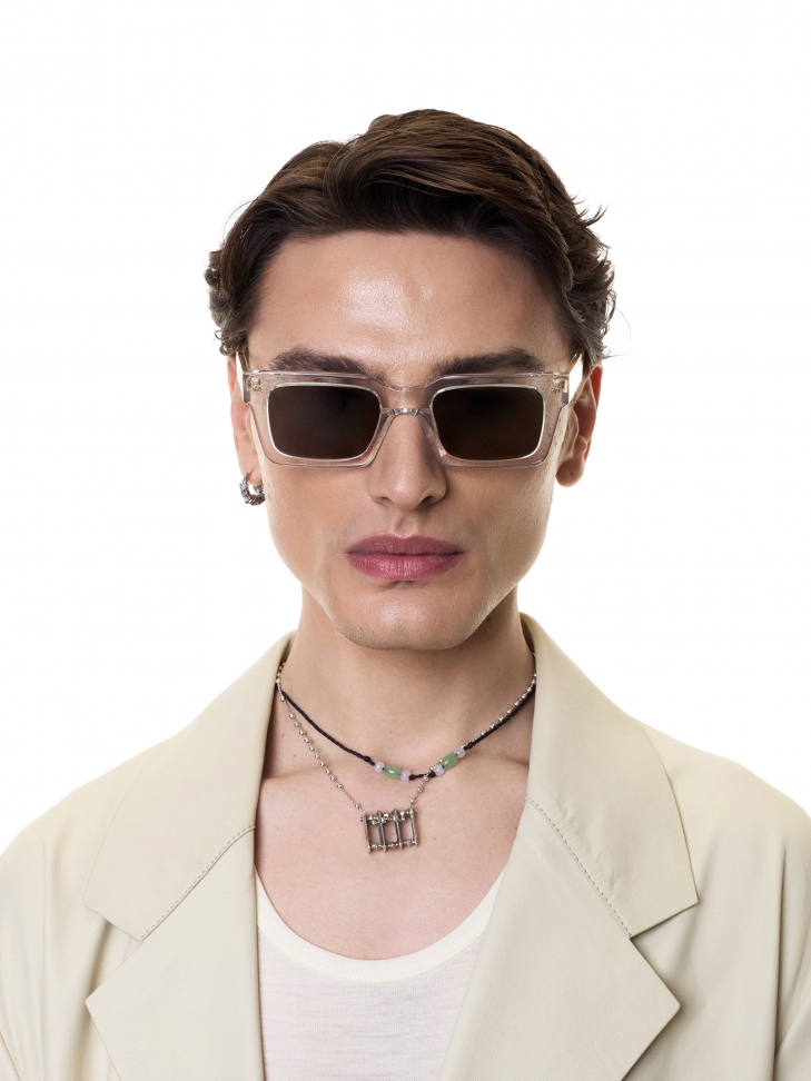 Transparentne męskie okulary z powłoką antyrefleksyjną