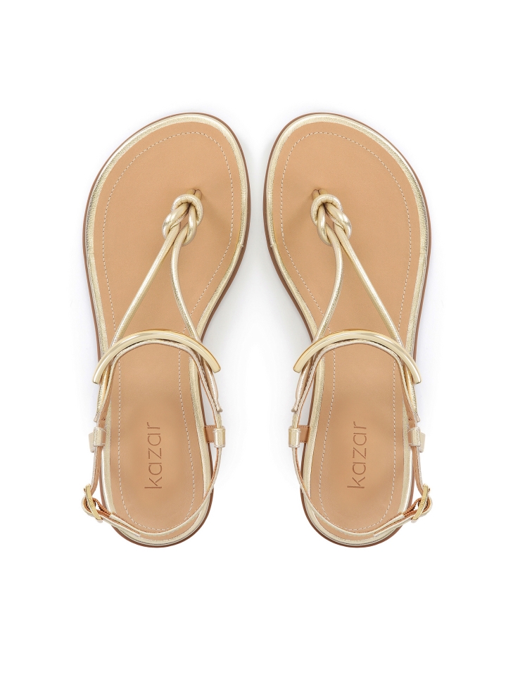 Skórzane płaskie sandały typu japonki