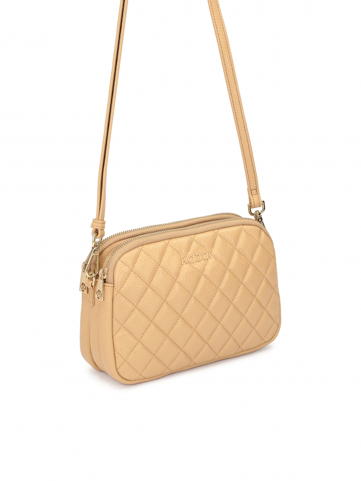 Skórzana 3-komorowa torebka na pasku