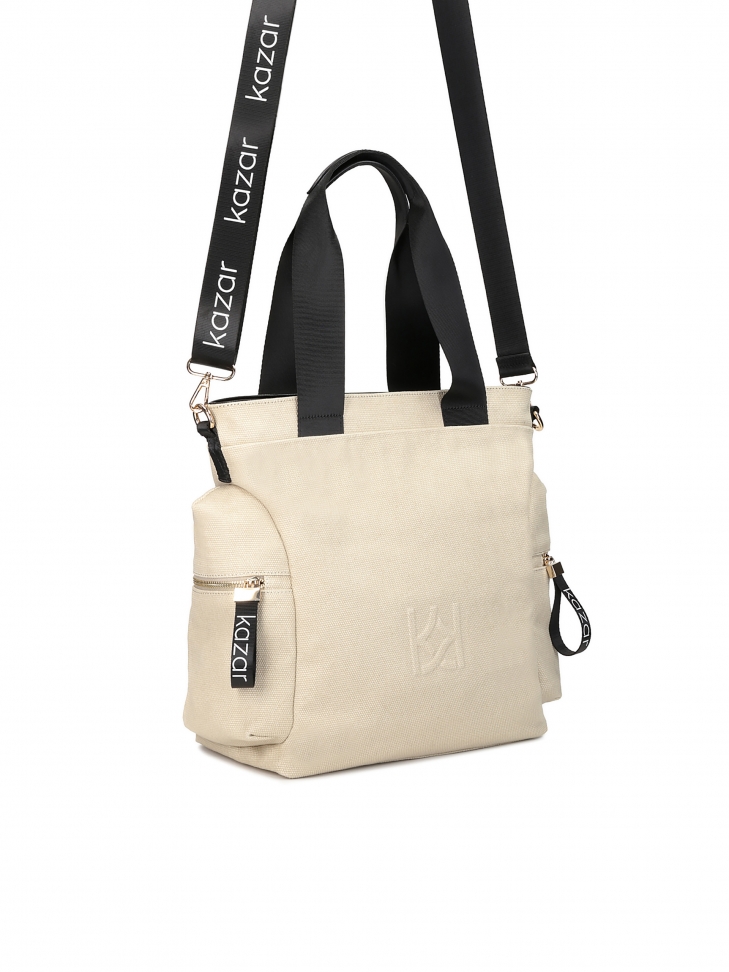 Beżowo-czarna torebka damska