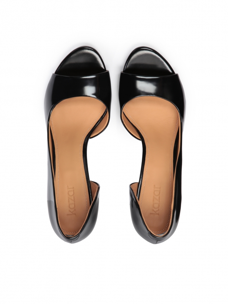 Skórzane czółenka peep toe