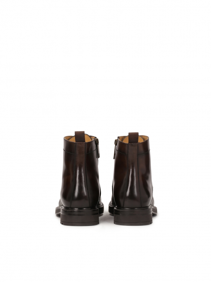 Brązowe trzewiki męskie z cieniowanej skóry