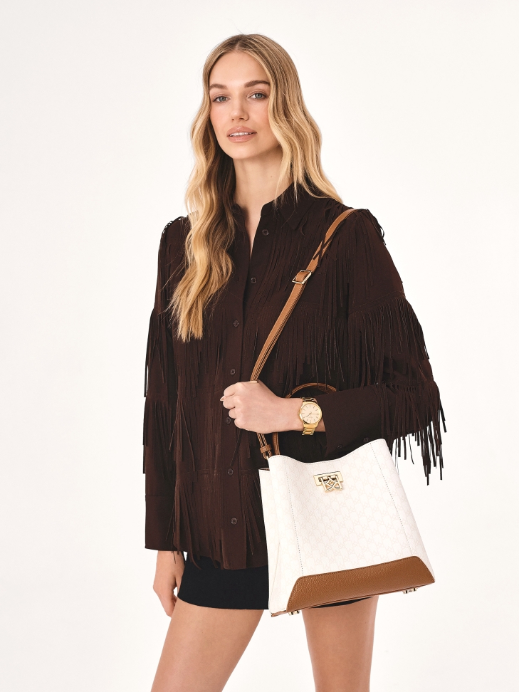 Dwukolorowa torebka zdobiona printem