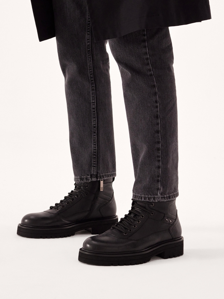 Tradycyjne męskie trzewiki z licowej skóry