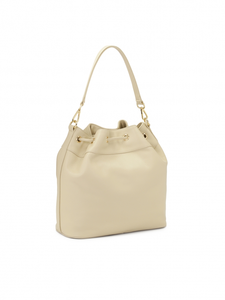 Kremowa torebka worek z dwoma paskami