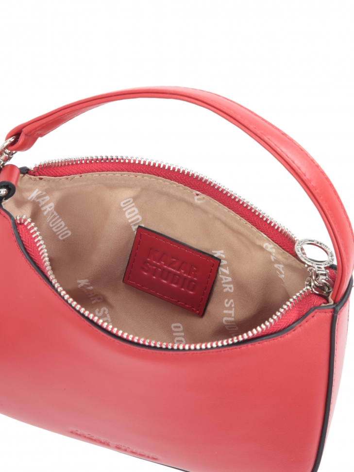 Czerwona torebka ze skóry licowej do noszenia za uchwyt