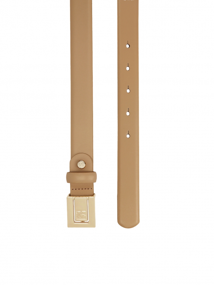 Jasnobrązowy pasek z kwadratową pełną klamrą
