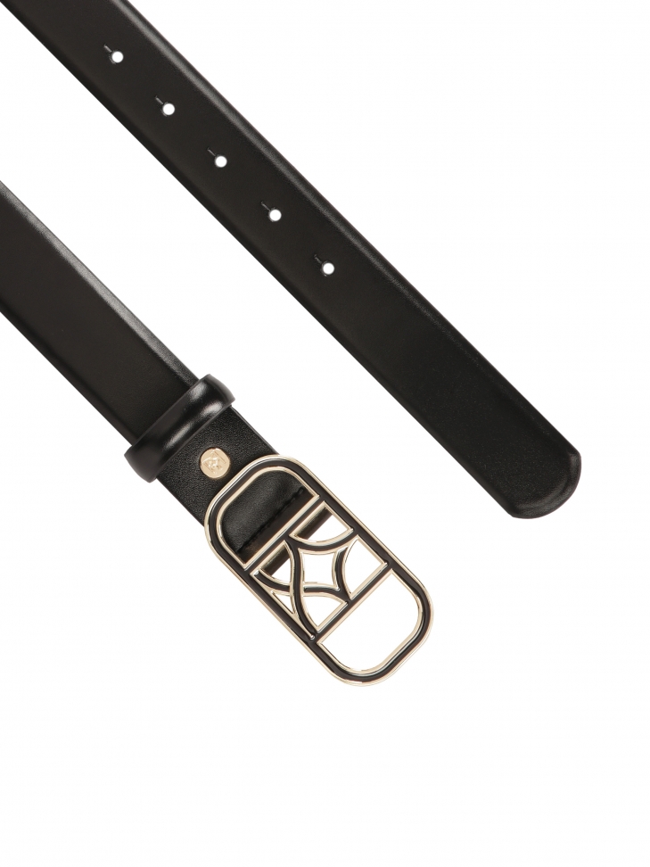 Elegancki wąski pasek z dwukolorową klamrą