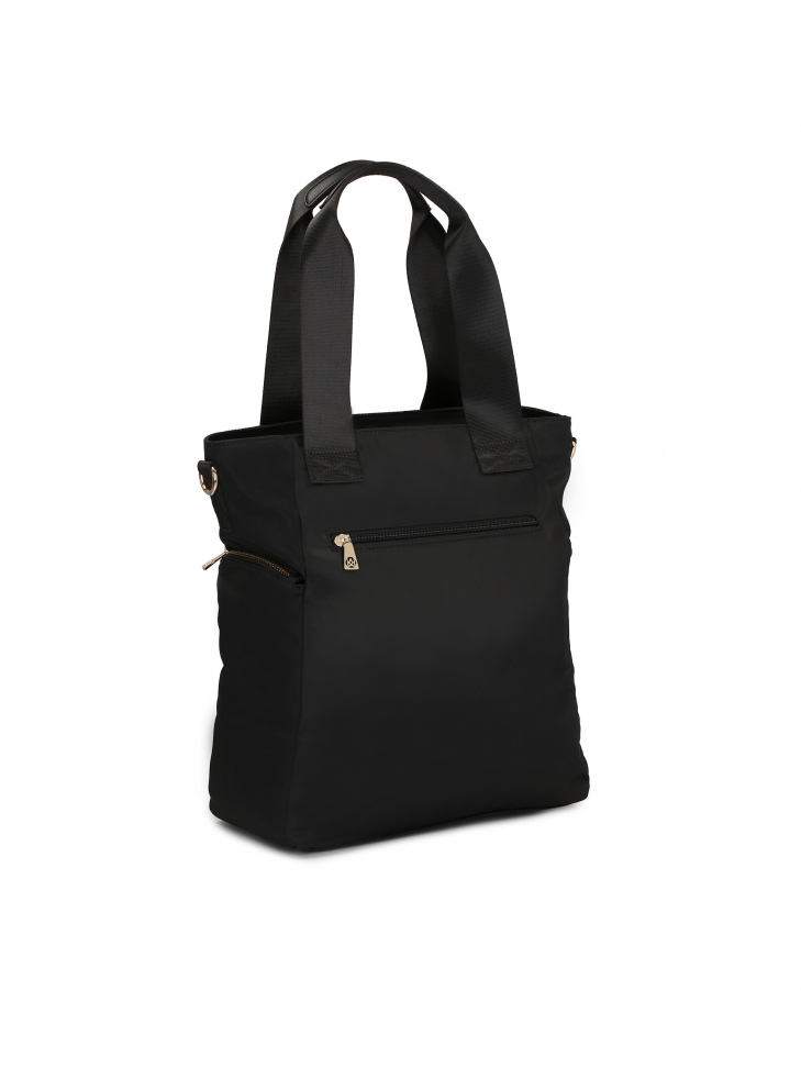 Praktyczna czarna torebka z uchwytami i odpinanym paskiem