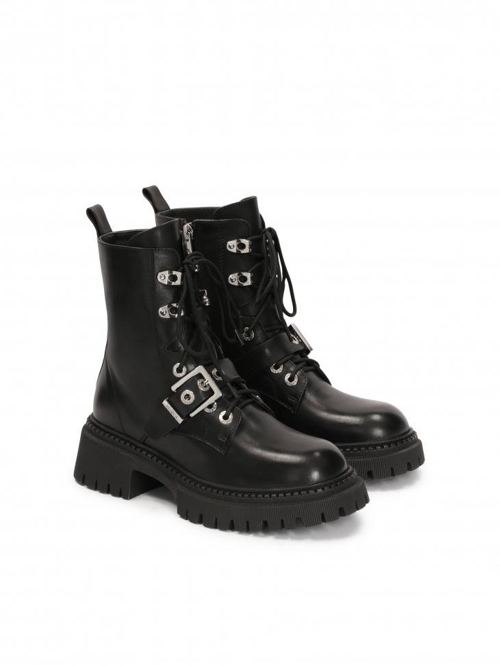 Trzewiki skórzane na grubej podeszwie