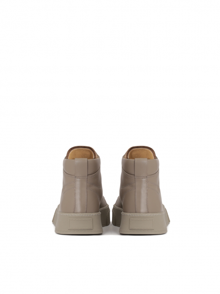 Sznurowane skórzane sneakersy męskie z wyższą cholewką