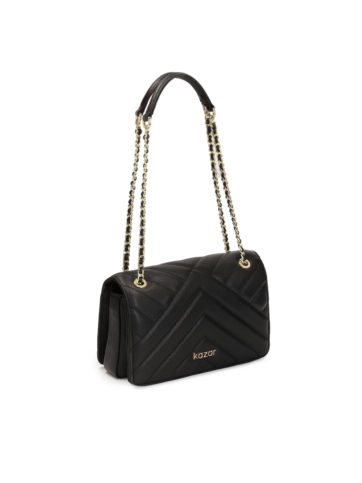 Czarna podłużna torebka z przeszyciem