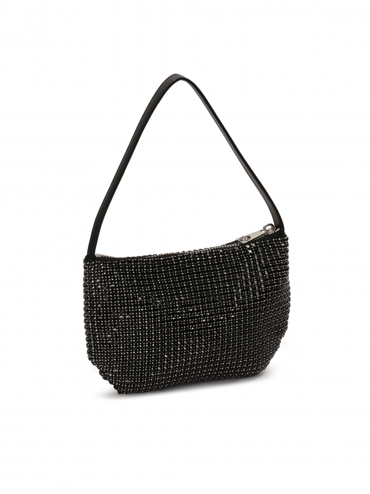 Błyszcząca mała torebka w czarnym kolorze