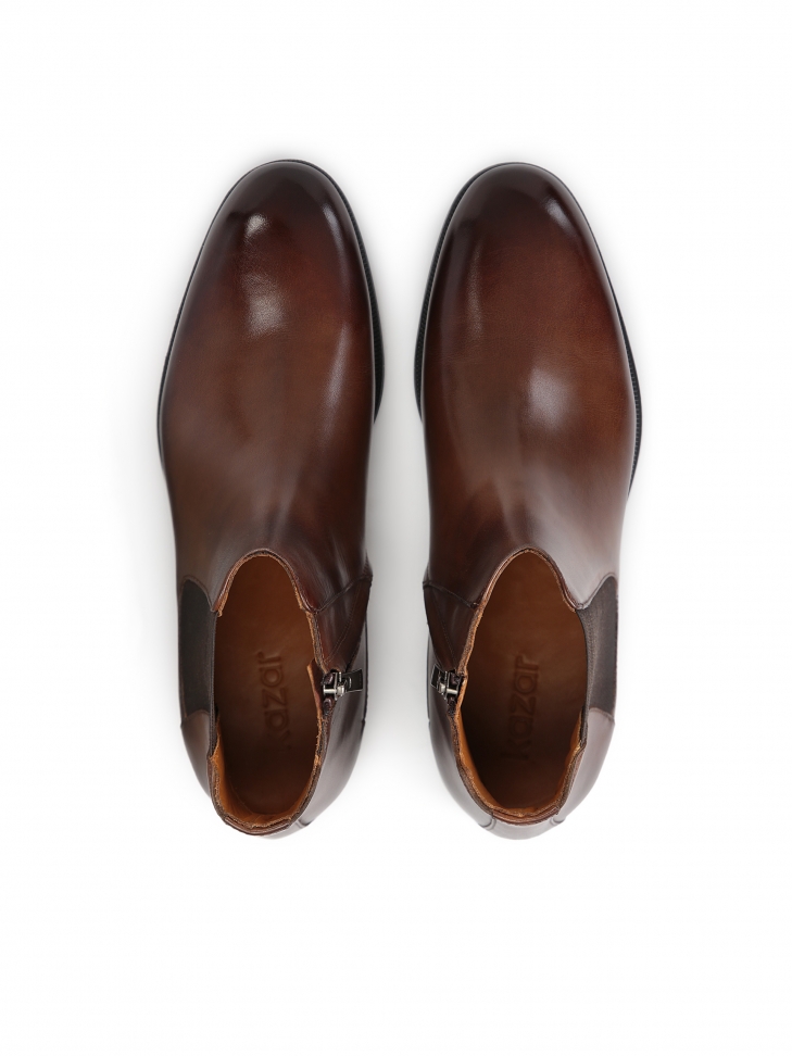 Brązowe botki męskie z minimalistyczną cholewką za kostkę