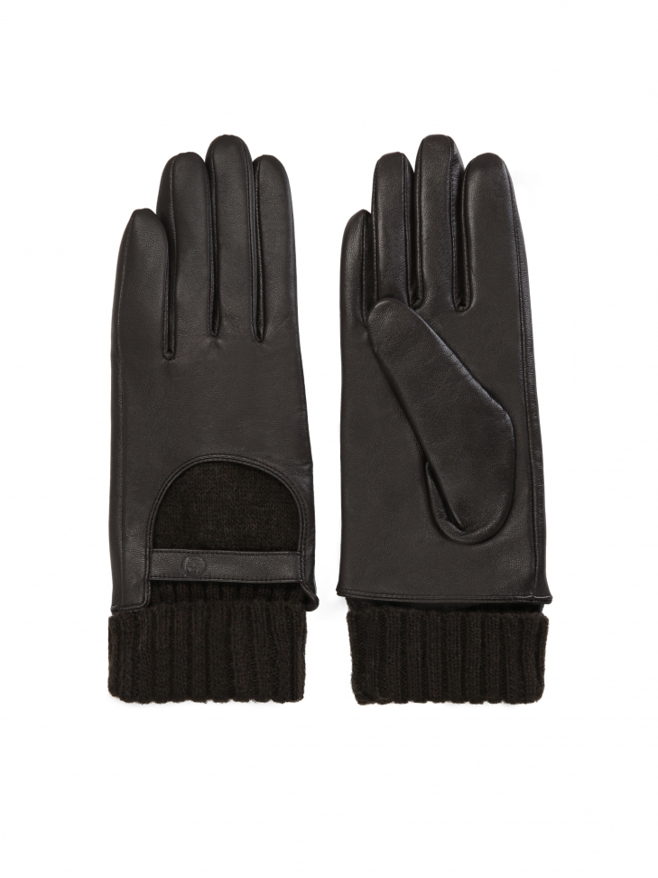 Skórzane rękawiczki damskie touch screen wyściełane materiałem