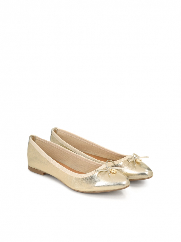 Złote baleriny damskie