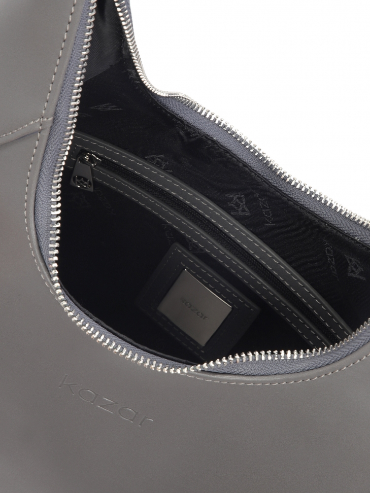 Szara torebka na ramię w kształcie półksiężyca