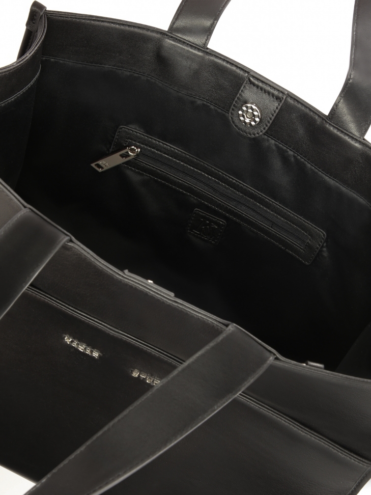 Duża czarna tote bag z saszetką