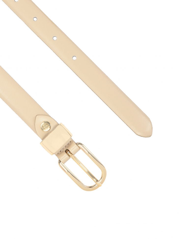 Beżowy pasek z metalową szlufką