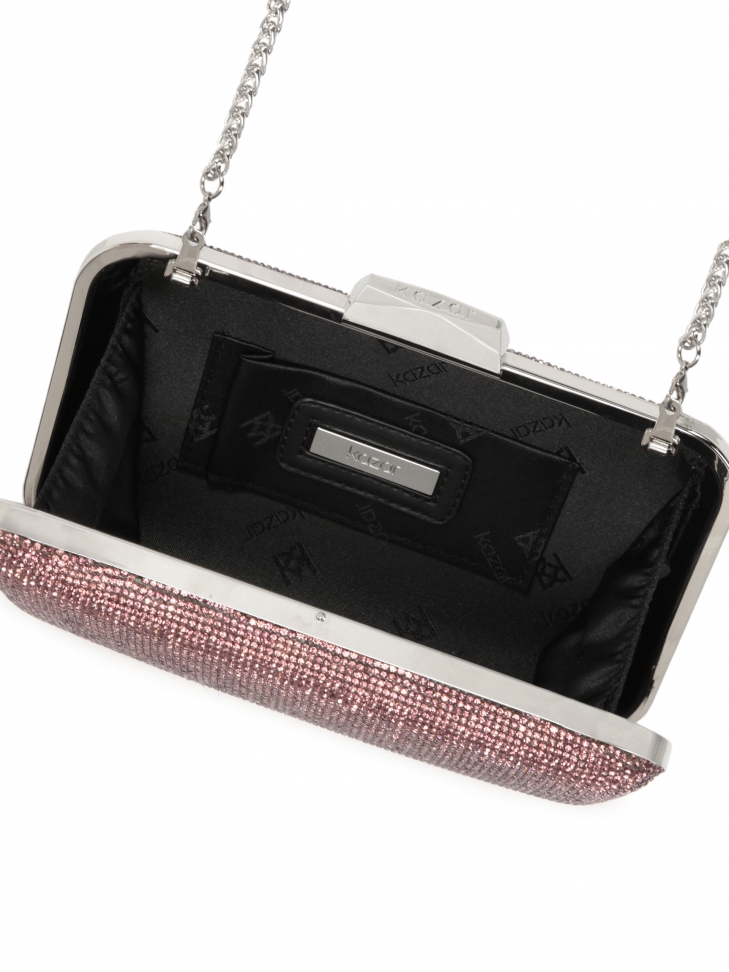 Wieczorowa torebka puzderko z różowymi yształkami