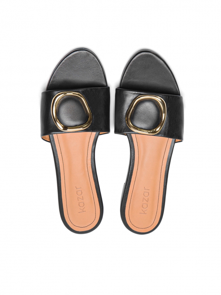 Wygodne skórzane klapki damskie na płaskiej podeszwie