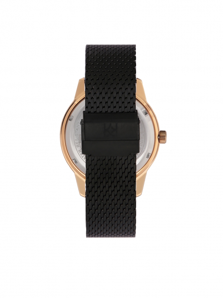 Zegarek męski z kopertą w otym kolorze i bransoletą mesh