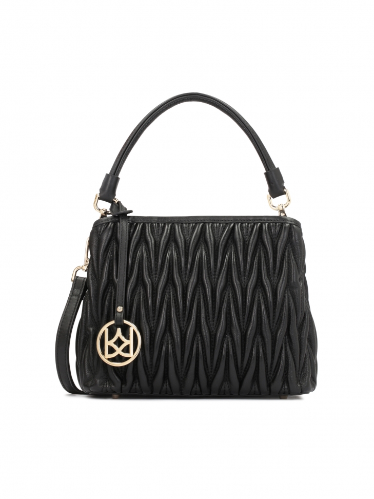 Czarna torebka do ręki i na ramię z efektowną skórą