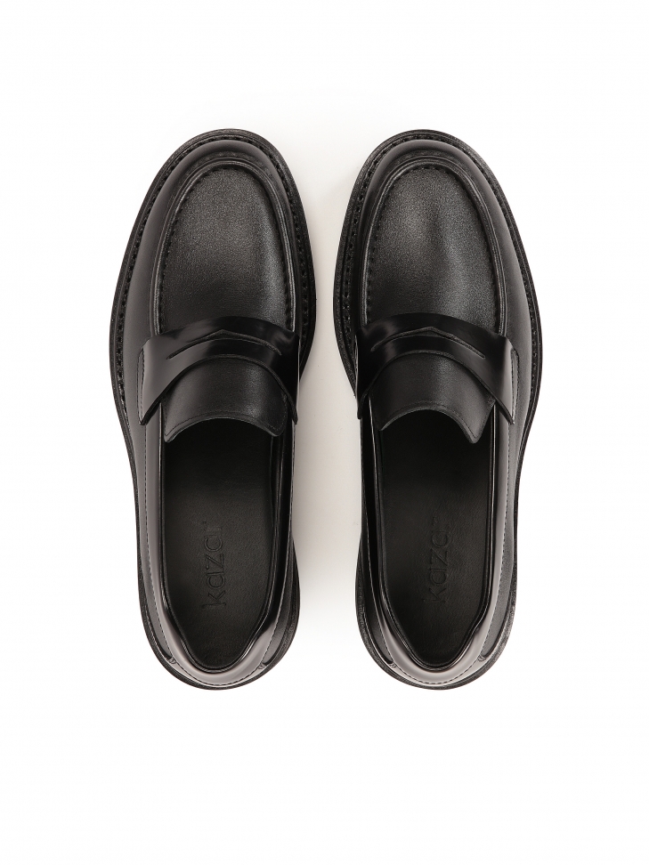 Czarne skórzane loafersy męskie