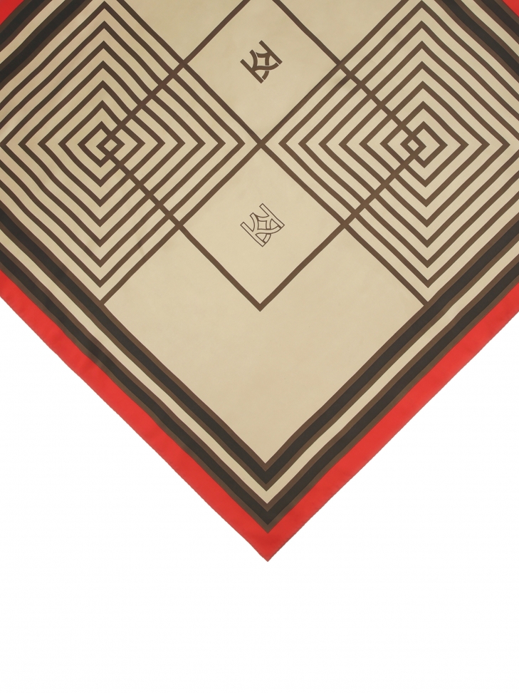 Beżowo-brązowa apaszka z jedwabiu