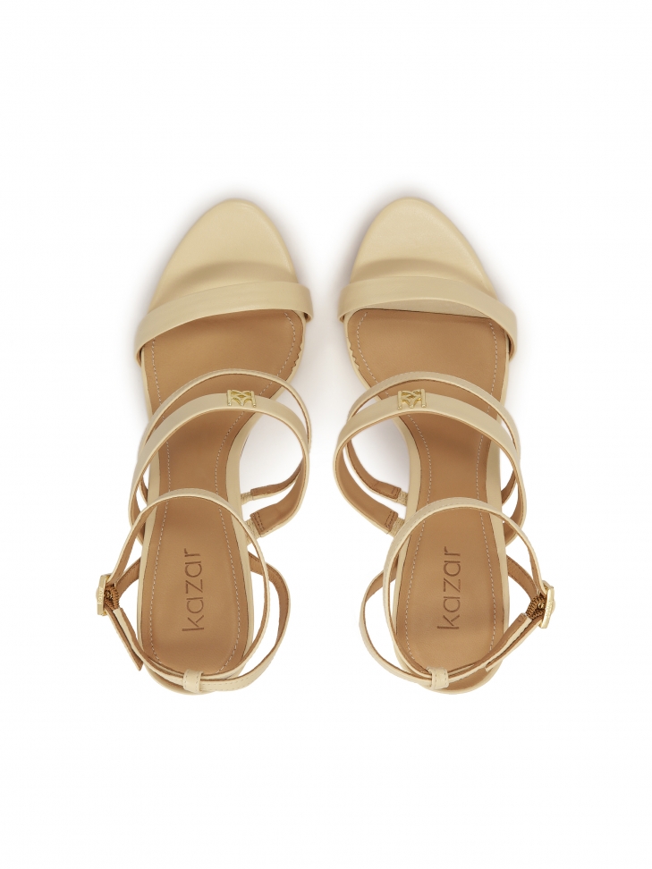 Sandały ze skóry na wysokim obcasie