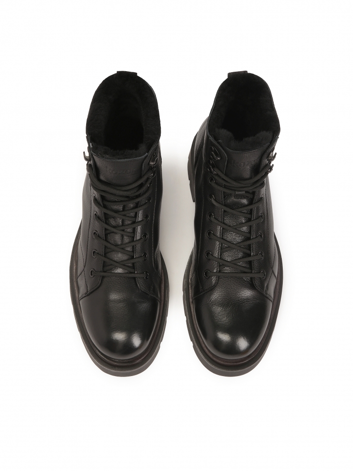 Czarne trzewiki męskie z ociepleniem