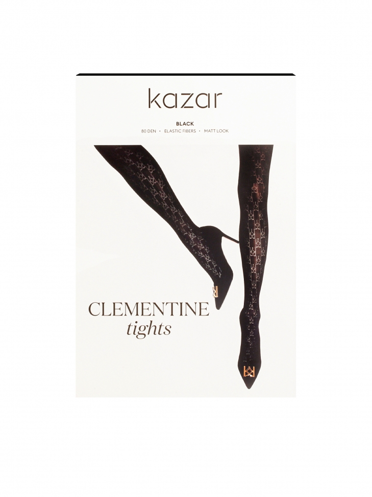 Czarne matowe rajstopy w monogramy 80 DEN