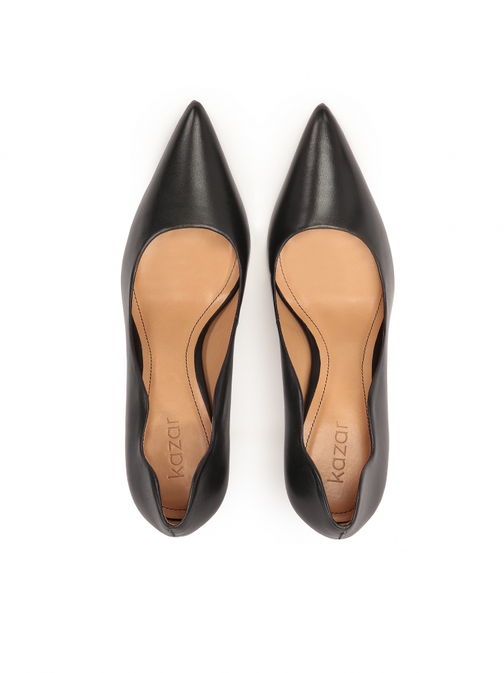 Klasyczne czarne czółenka z licowej skóry